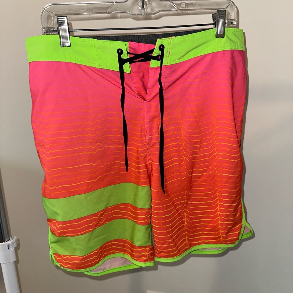 Hurley lime green and pink Swim Trunks